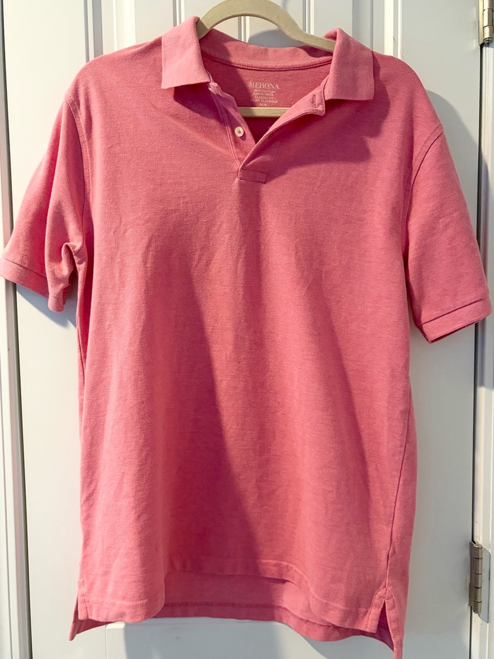 Merona Classic Fit Light Pink Short Sleeve Polo Shirt - size M